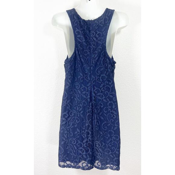 For Love And Lemons Blue Lace Mini Form Fitting Dress Size Large - Picture 2 of 5